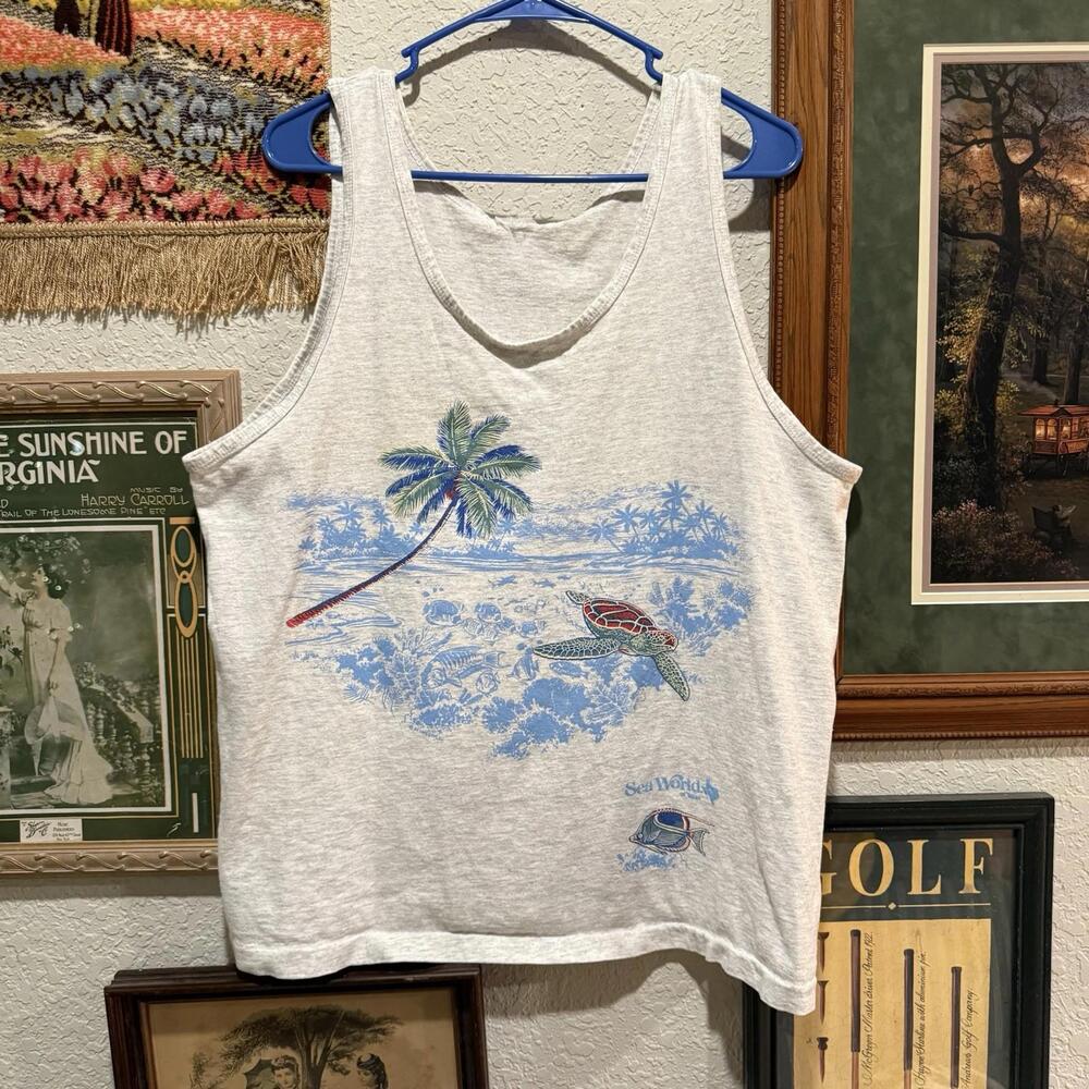 Vintage 90s‎ Sea World Of Texas Sea Turtle Men’s Tank Top Size Medium